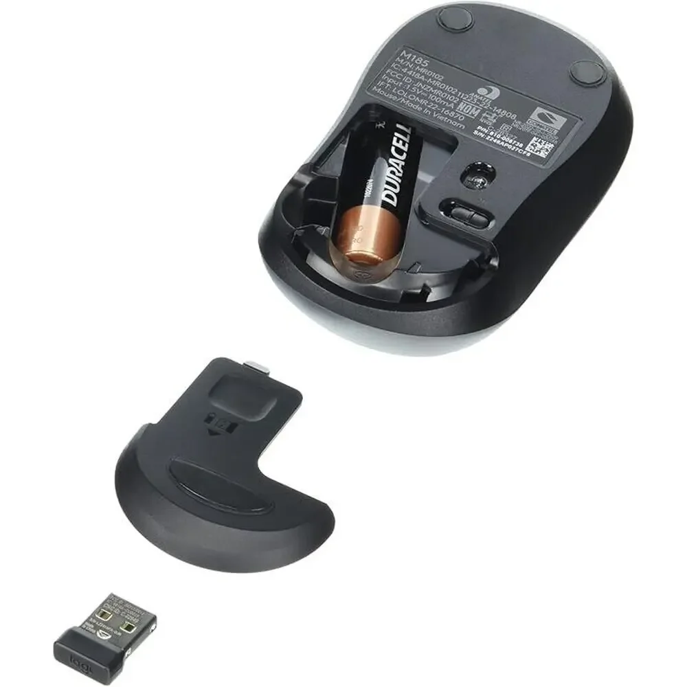 Logitech M185 Wireless Mouse - 2.4 GHz w/ USB Receiver, 1000 DPI Optical Track